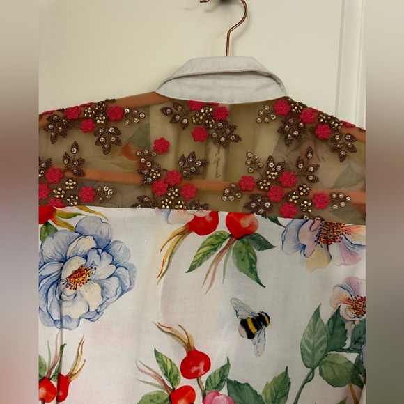 Aratta Floral Button-Up Shirt with Colorful Stripes - Picture 5 of 14